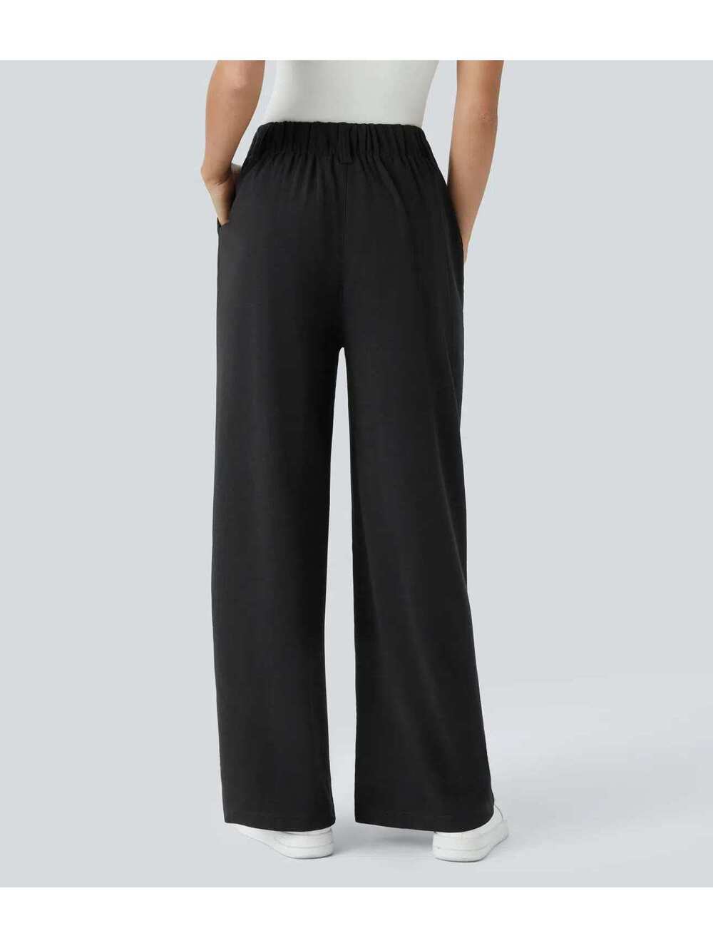 HALARA High Waisted Pocket Wide Leg Waffle Work Pants Size M Petite